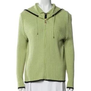 St. John Sport 2pc Set Textured Knit Sleeveless Top & Hooded Cardigan.